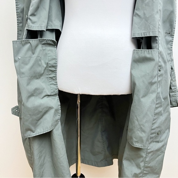 Vintage America Army Green Utility Belted Waist Double Button Trench Coat 42R - Picture 10 of 14